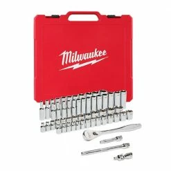 Milwaukee 3/8" Drive 56pc Ratchet and Socket Set SAE and Metric 48-22-9008 - Socket Sets