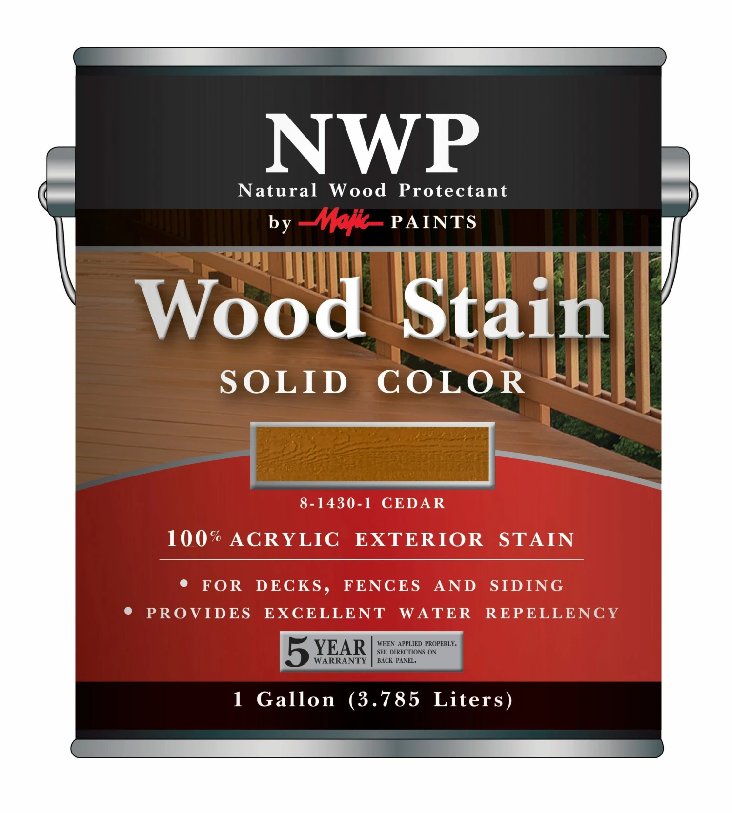 Majic NWP 100% Acrylic Exterior Solid Color Wood Stain Cedar Gallon - 8-1430-1 - Stains - Image 2