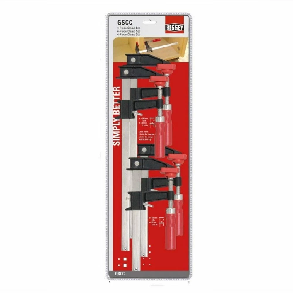 Bessey Tools Clutch Style Bar Clamp Set 4 Pack - GSCC4PK-C - Clamps