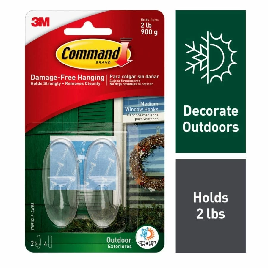 Command™ Outdoor Medium Clear Window Hooks 17091CLR-AWES - Miscellaneous Hardware - Image 2