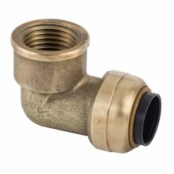 Elkhart Products Tectite 1/2 Inch Push-Fit x Female Pipe Thread Brass 90 Degree Female Elbow Lead Free - 10177345 - General Plumbing Hardware