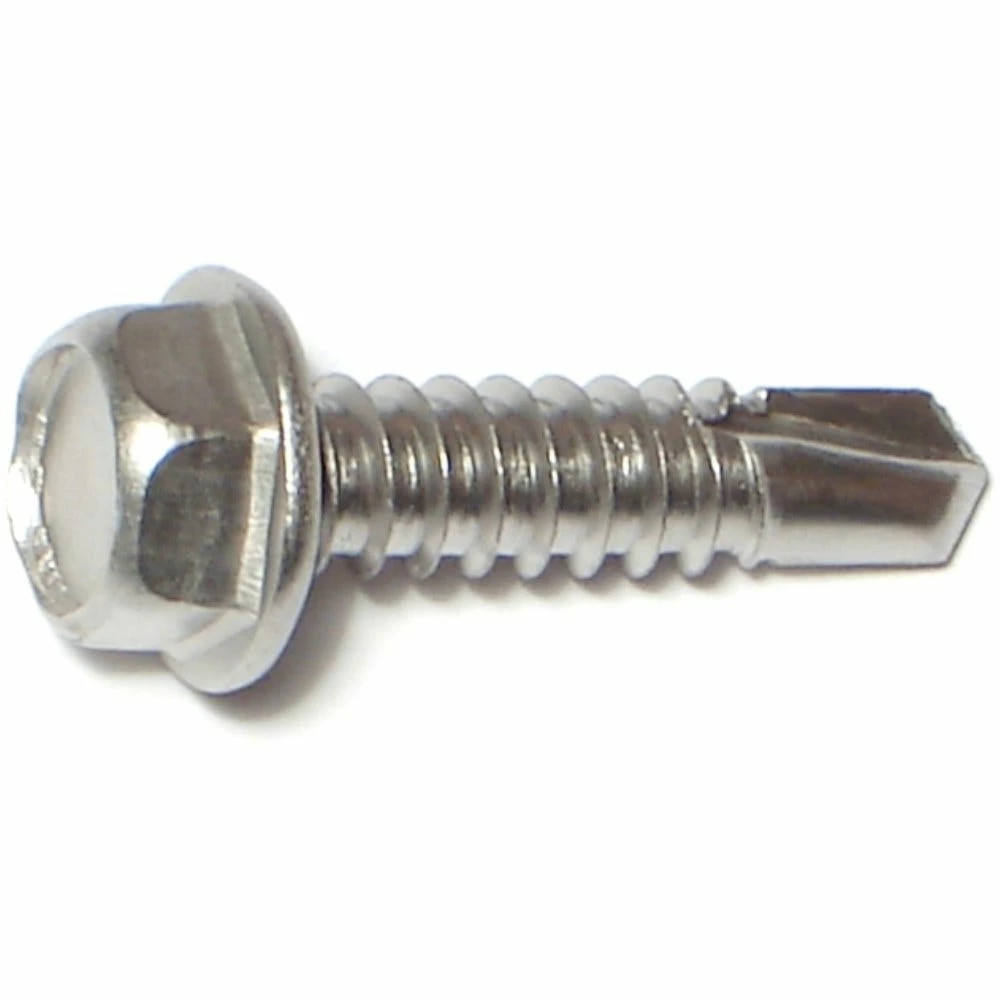 Midwest Fastener #14-14 x 1" 410 Stainless Hex Washer Head Self-Drilling Screws - 11848 - Bolts - Image 2