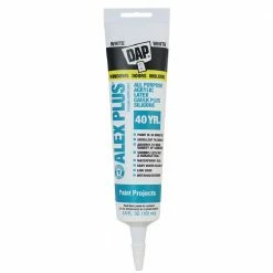 DAP Alex Plus All Purpose Acrylic Latex Caulk Plus Silicone - White, 5.5 oz. - 7079818128 - Caulk & Sealants