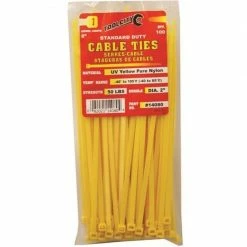 Tool City Yellow 8" 50 lb. Tensile Standard Duty Cable Ties, 100 Piece - 14080 - Fasteners, Clamps & Vices