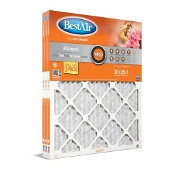 BestAir 20 x 25 x 1 Merv 10 Pleated Furnace Filter Value, 3 Pack - B1-2025-10-3P4 - Furnace Filters & Maintenance