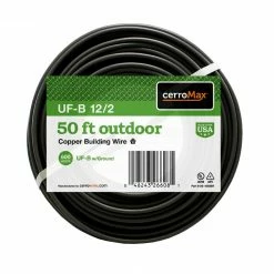 Cerrowire 12/2 Black, Solid CerroMax™ CU UF-B Wire with Ground, 50 ft. - 138-1602BR