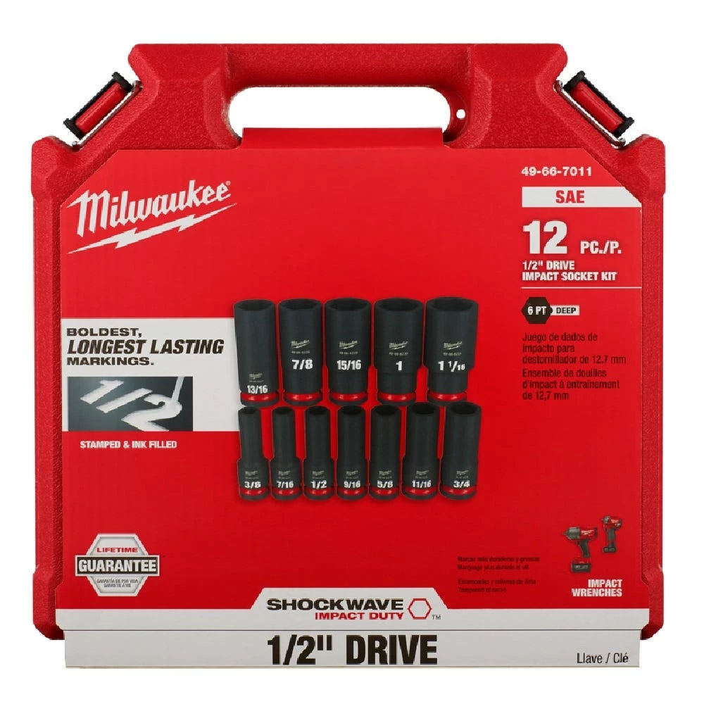 Milwaukee Shockwave™ Impact Duty™ 1/2" Drive SAE Deep 6 Point Socket Set, 12-Piece Set - 49-66-7011 - Sockets & Socket Sets - Image 4
