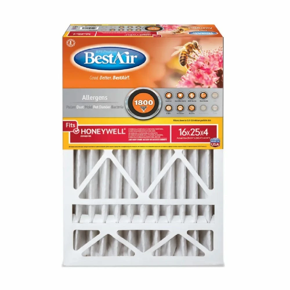 Bestair 16 x 25 x 4 Merv 10 Pleated Furnace Filter - HW1625-10R - Furnace Filters & Maintenance