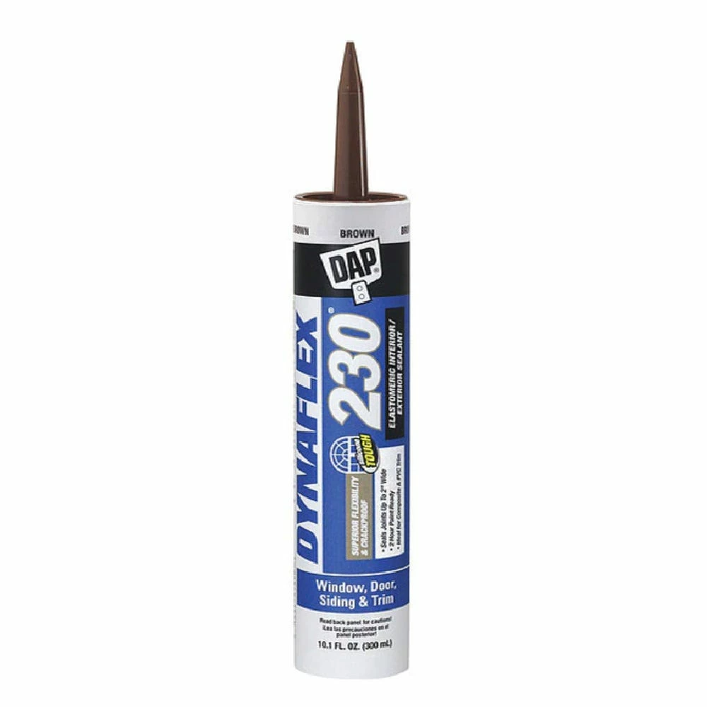 DAP Dynaflex 230 Premium Exterior/Interior Window, Door and Trim Sealant - Brown, 10.1 oz Tube - 7079818418 - Caulks Sealants