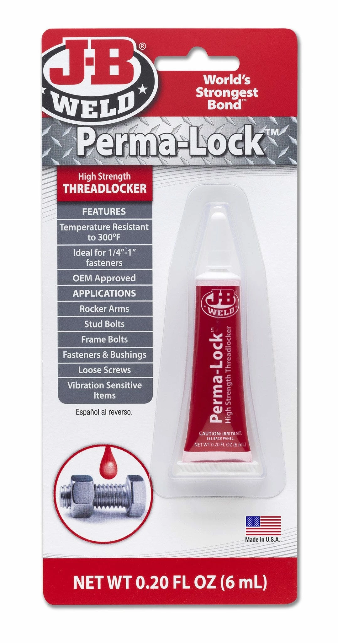 J.B. Weld J-B Weld Perma-Lock Red Threadlocker, 6 ml - 27106 - Adhesives - Image 2