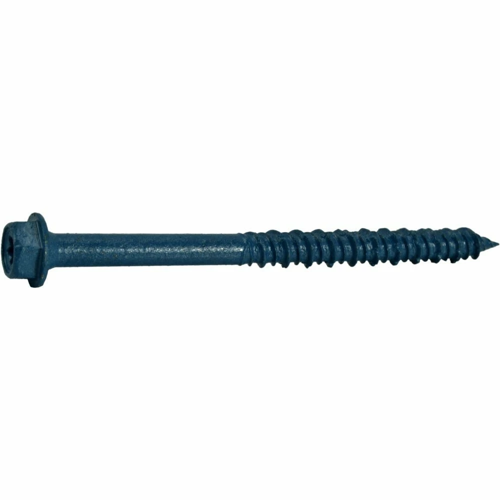 Midwest Fastener 1/4" x 3-1/4" Blue Ruspert Coated TorqueMaster Hex Head Masonry Screws - 12267 - Bolts - Image 2