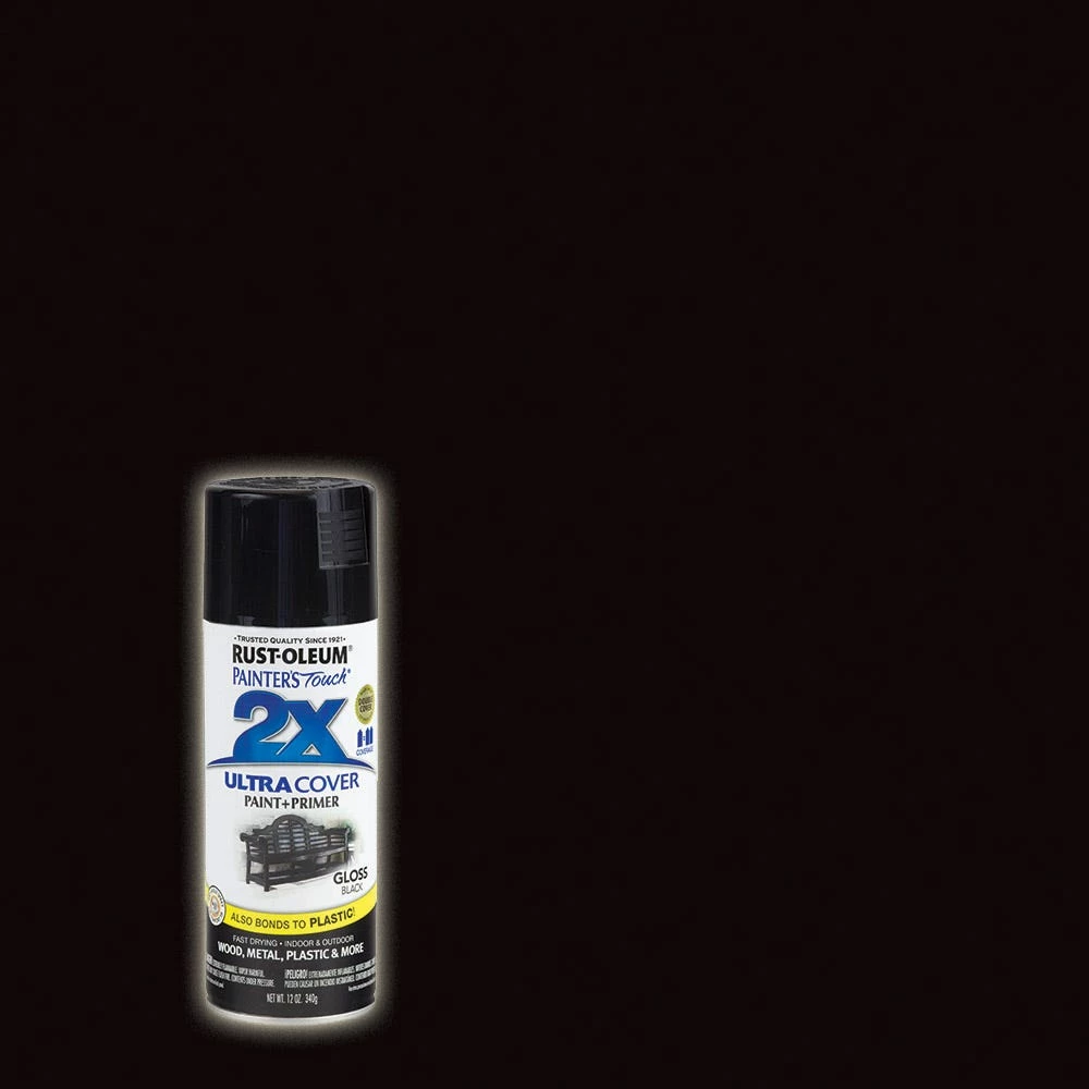 Rust-Oleum Painter's Touch 2 x Ultra Cover Paint and Primer Gloss Black Spray - 249122 - Spray Paint - Image 2