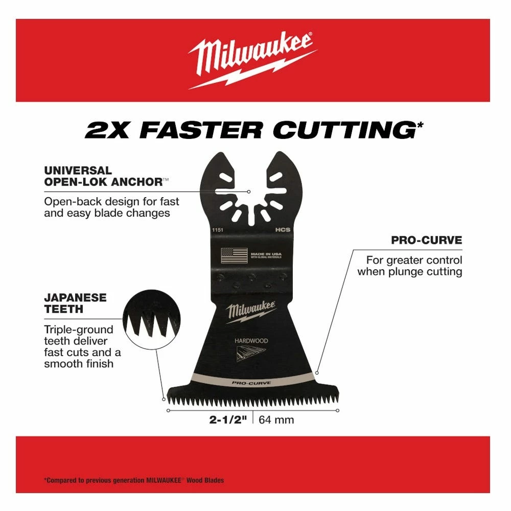 Milwaukee® Open-Lok™ 2-1/2" HCS Japanese Tooth Pro-Curve™ Hardwood Blade, 1 Pack - 49-25-1151 - Blades & Knives - Image 4