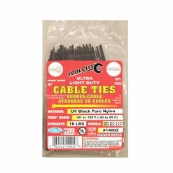 Tool City Black 4" Tensile Ultra Light Duty Cable Ties, 100 Piece - 14002 - Fasteners, Clamps & Vices