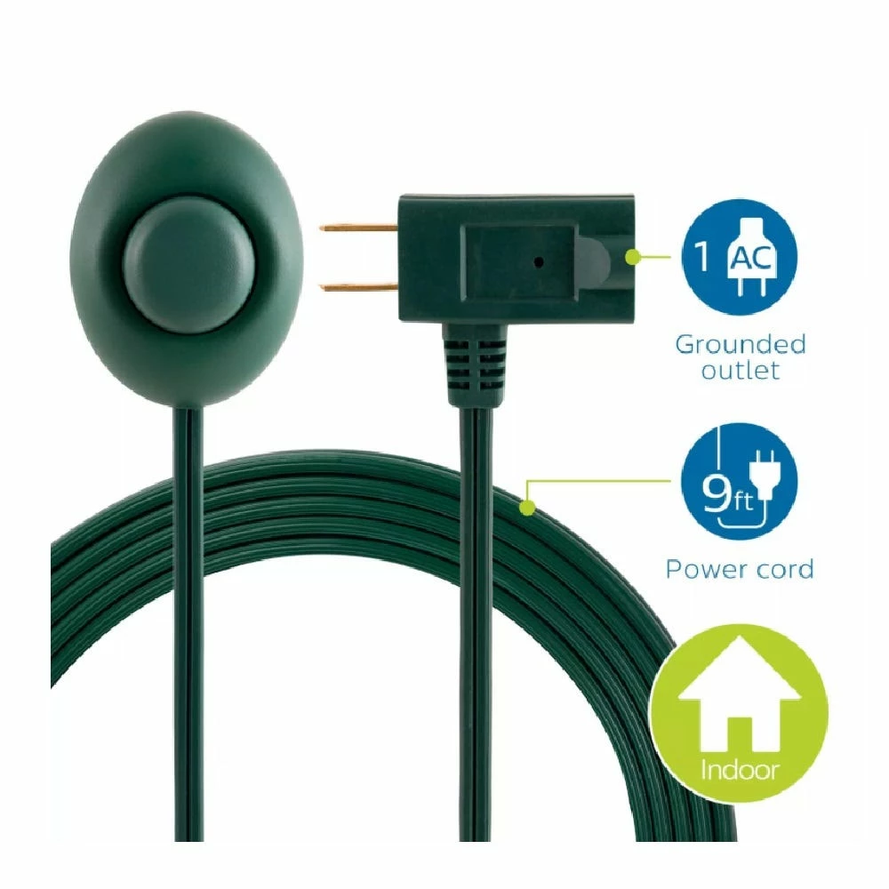 Philips 1-Outlet Polarized Extension Cord, 9 ft. - Indoor, Footswitch, Green - SPS1036GF/27 - Extension Cords & Power Strips - Image 3