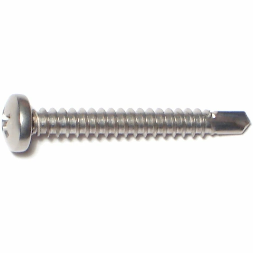 Midwest Fastener #10-16 x 1-1/2" 410 Stainless Phillips Pan Head Self-Drilling Screws - 11833 - Bolts - Image 2