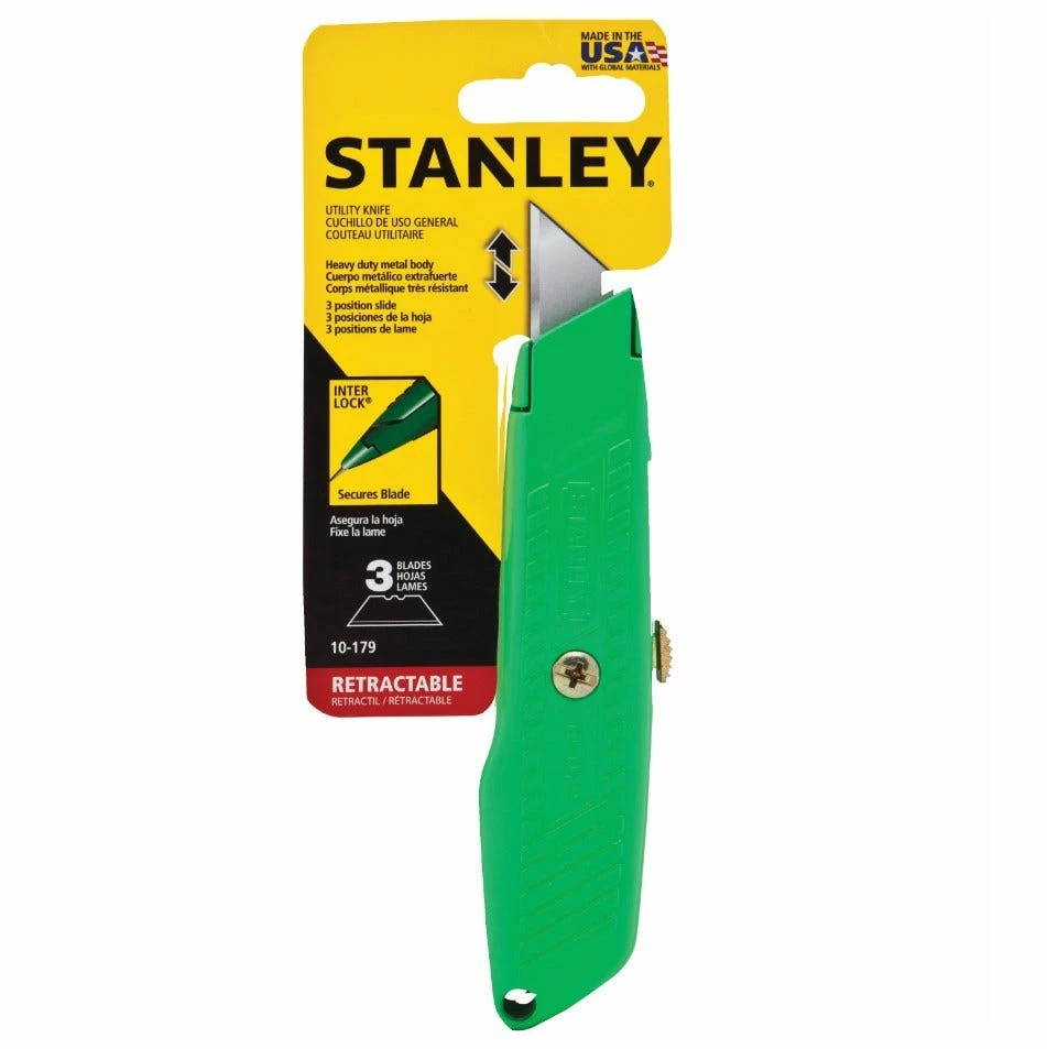 Stanley 5-7/8" High Visibility Retractable Utility Knife 10-179 - Blades & Knives