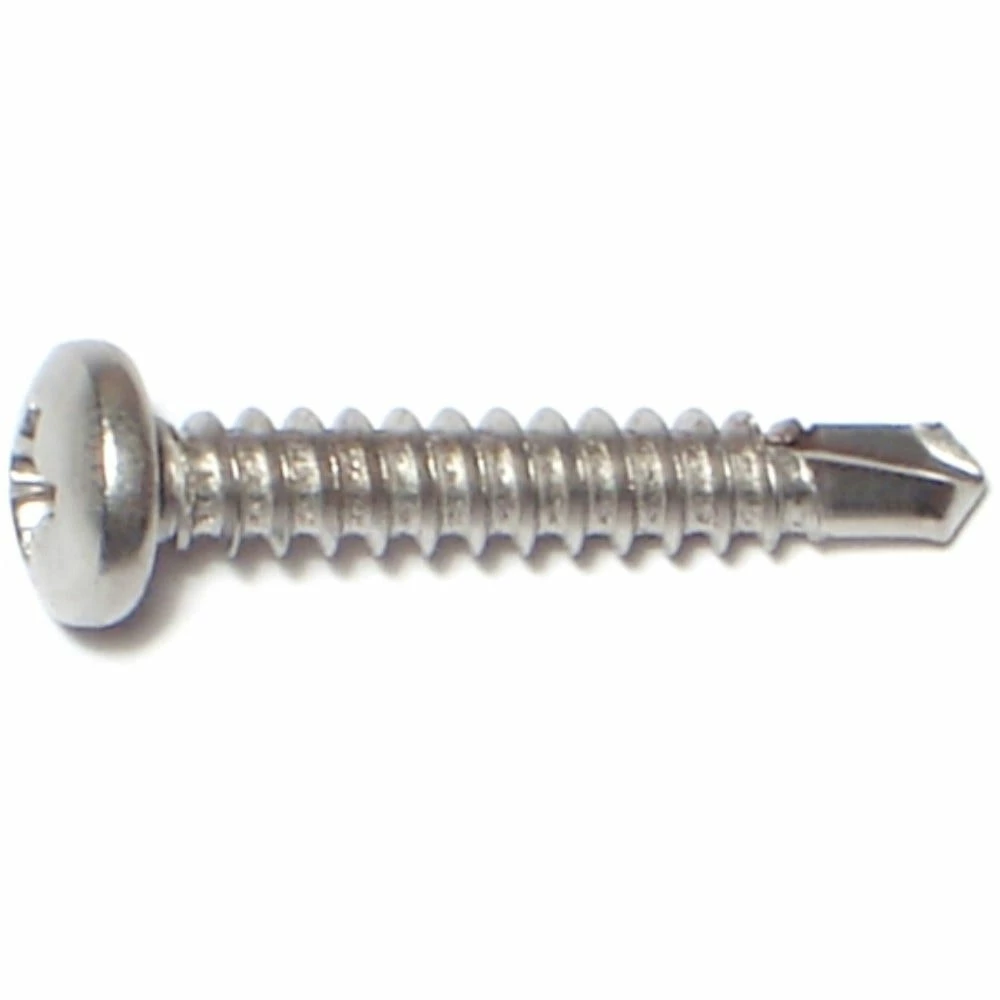 Midwest Fastener #8-18 x 1" 410 Stainless Phillips Pan Head Self-Drilling Screws - 24158 - Bolts