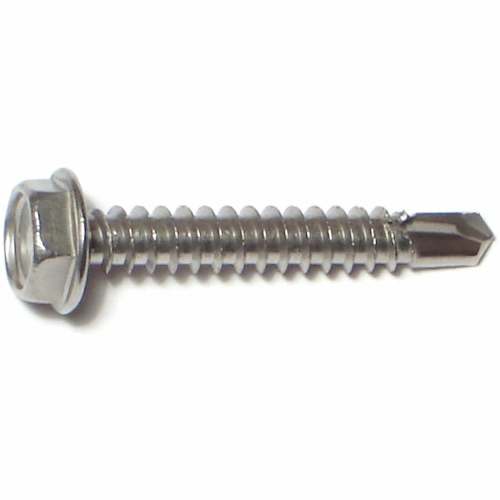 Midwest Fastener #10-16 x 1-1/4" 410 Stainless Hex Washer Head Self-Drilling Screws - 24171 - Bolts - Image 2