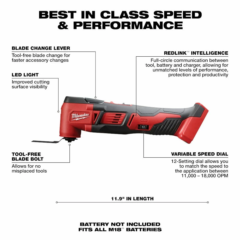 Milwaukee M18 18-Volt Lithium-Ion Cordless Oscillating Multi-Tool, Tool Only - 2626-20 - Saws - Image 12