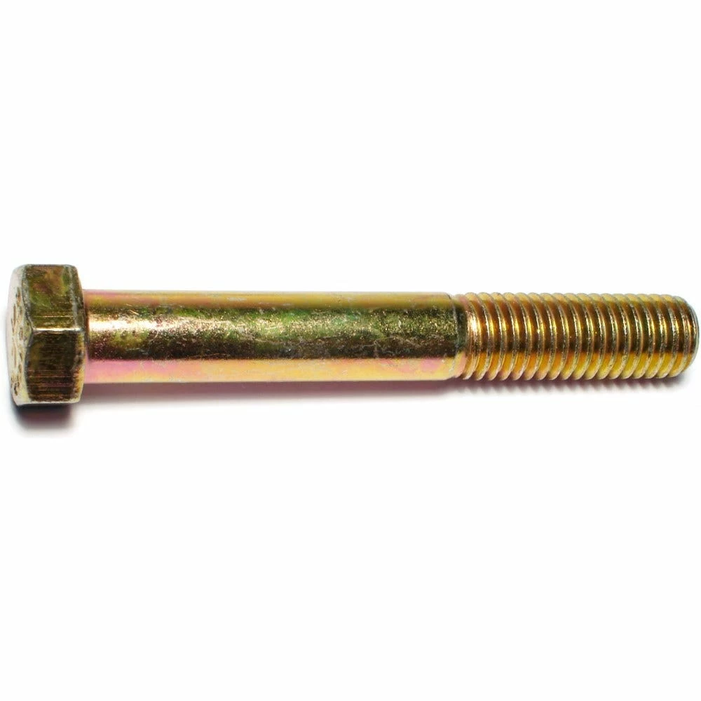 Midwest Fastener 9/16"-12 x 4" Yellow Zinc Plated Grade 8 Coarse Thread Hex Cap Screws - 83707 - Bolts