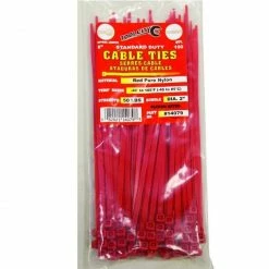 Tool City Red 8" 50 lb. Tensile Standard Duty Cable Ties, 100 Piece - 14079 - Fasteners, Clamps & Vices