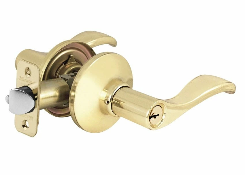 Master Lock Wave Lever Style Entry Door Lock Polished Brass - WL0103D - Door Hardware