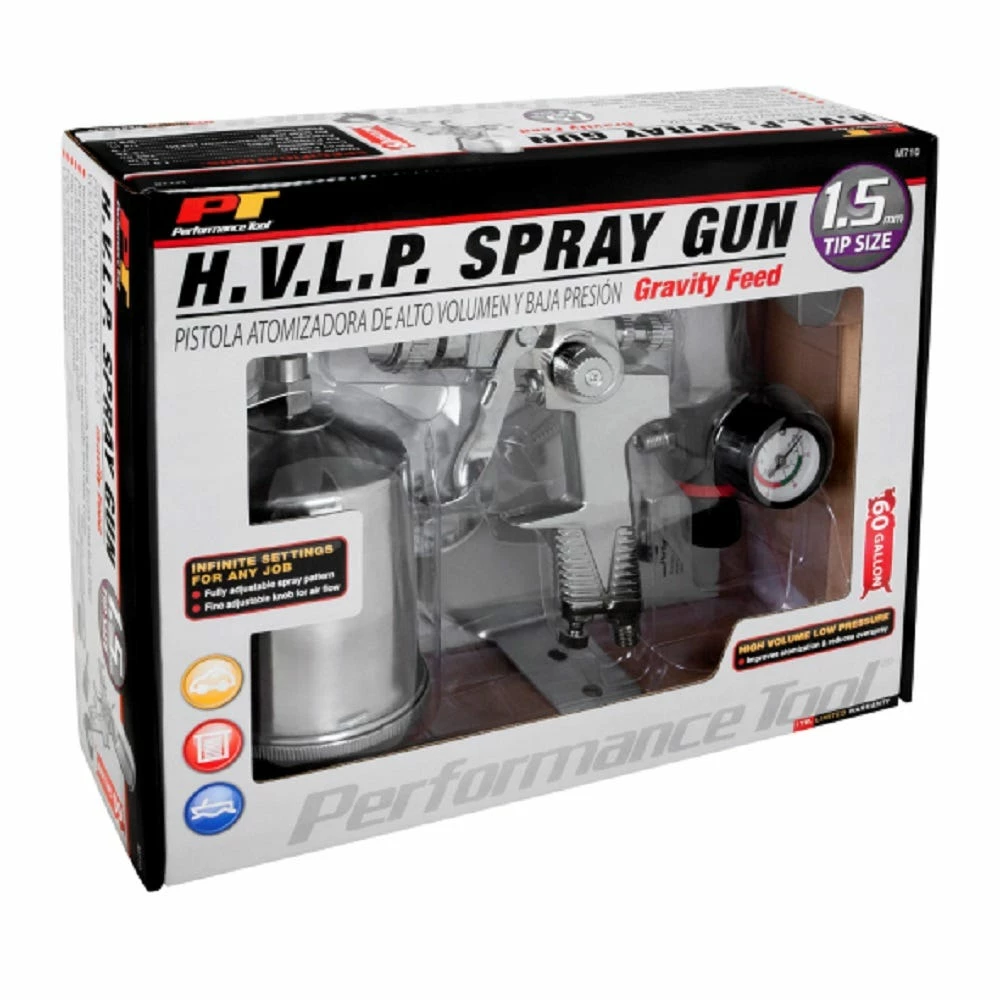 Performance Tool High Volume Low Pressure Gravity Feed Spray Gun 1.5 - M710 - Paint Guns - Image 2