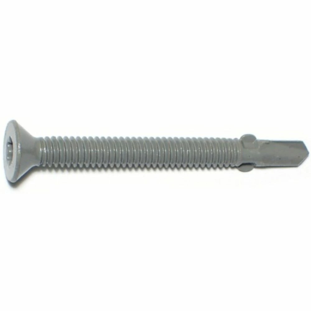 Midwest Fastener #14-14 x 2-1/2" Gray Ruspert Coated Star Drive Flat Head Self-Drilling Screws with Wings - 12206 - Bolts