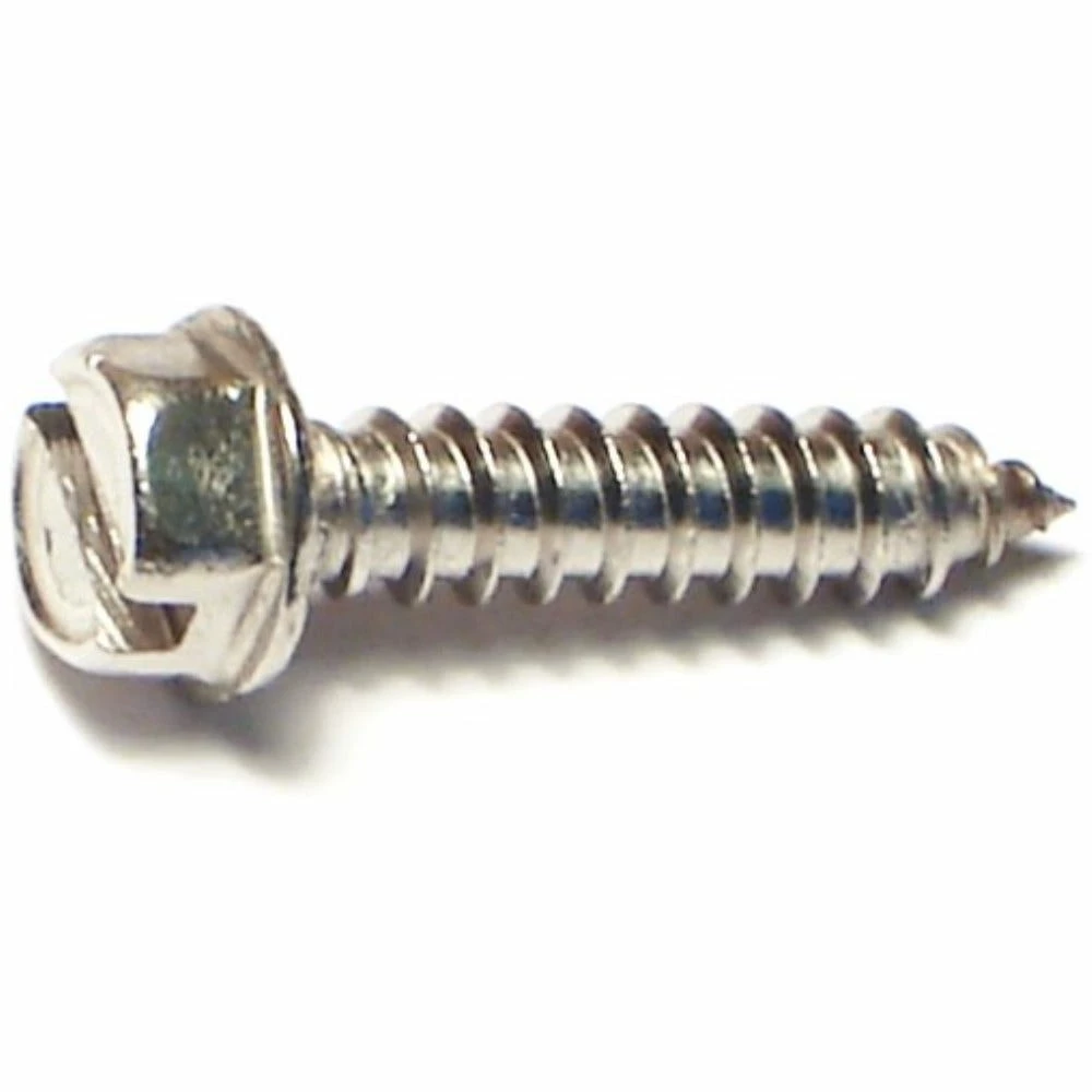 Midwest Fastener #8 x 1/2" 18-8 Stainless Slotted Hex Washer Head Sheet Metal Screws - 23730 - Bolts - Image 2