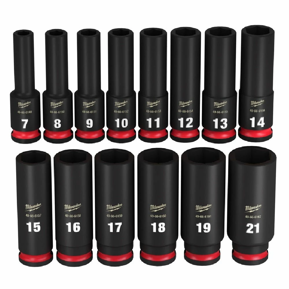 Milwaukee Shockwave™ Impact Duty™ 3/8" Drive Metric Deep 6 Point Socket Set, 14-Piece - 49-66-7008 - Sockets & Socket Sets