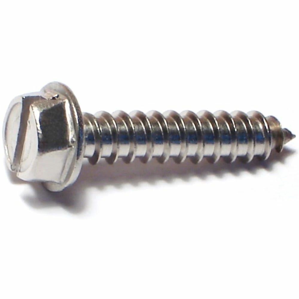 Midwest Fastener #12 x 1" 18-8 Stainless Slotted Hex Washer Head Sheet Metal Screws - 23741 - Bolts - Image 2