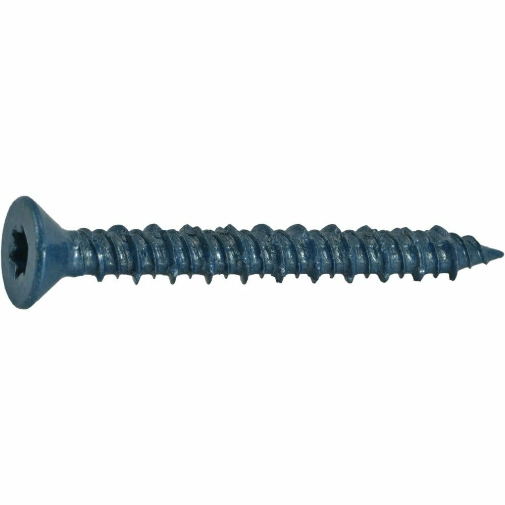 Midwest Fastener 1/4" x 2-1/4" Blue Ruspert Coated TorqueMaster Flat Head Masonry Screws - 12253 - Bolts