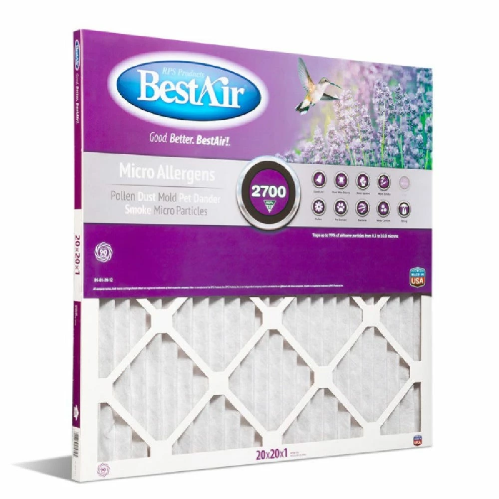 Bestair 20 x 20 x 1 Merv 12 Pleated Furnace Filter - B1-2020-12-6 - Furnace Filters & Maintenance