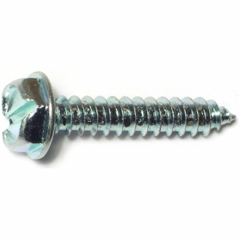 Midwest Fastener #10 x 1" Zinc Plated Slotted Hex Washer Head Sheet Metal Screws - 10184 - Bolts
