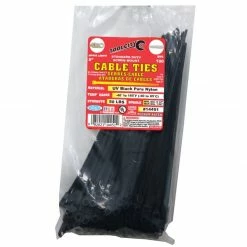 Tool City Black 8" 50 lb. Tensile Standard Duty Screw Mount Cable Ties, 100 Piece - 14451 - Fasteners, Clamps & Vices