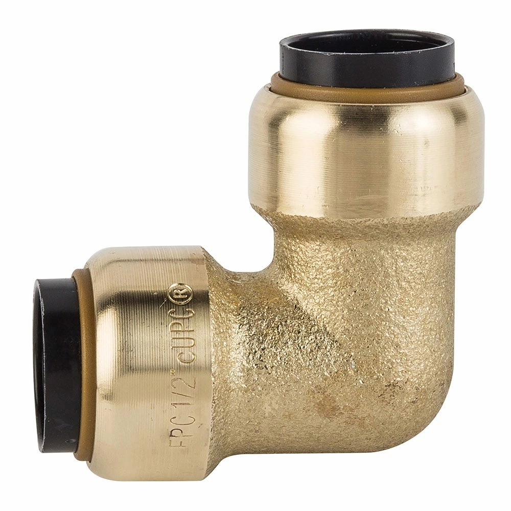 Elkhart Products Tectite 1/2 Inch Push-Fit x Push Fit Brass 90 Degree Elbow Lead Free - 10155476 - General Plumbing Hardware