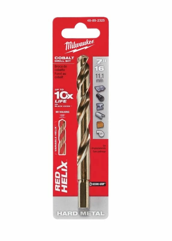 Milwaukee 7/16" Cobalt Red Helix Twist Drill Bit - 48-89-2325 - Drill Bits