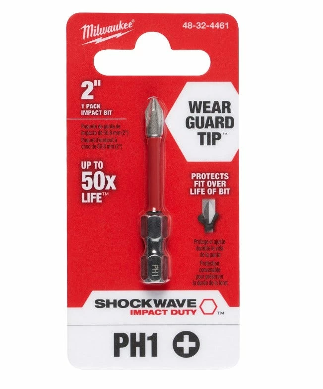 Milwaukee Shockwave 2 Inch Impact Phillips -1 Power Bit 48-32-4461 - Replacement Parts & Accessories