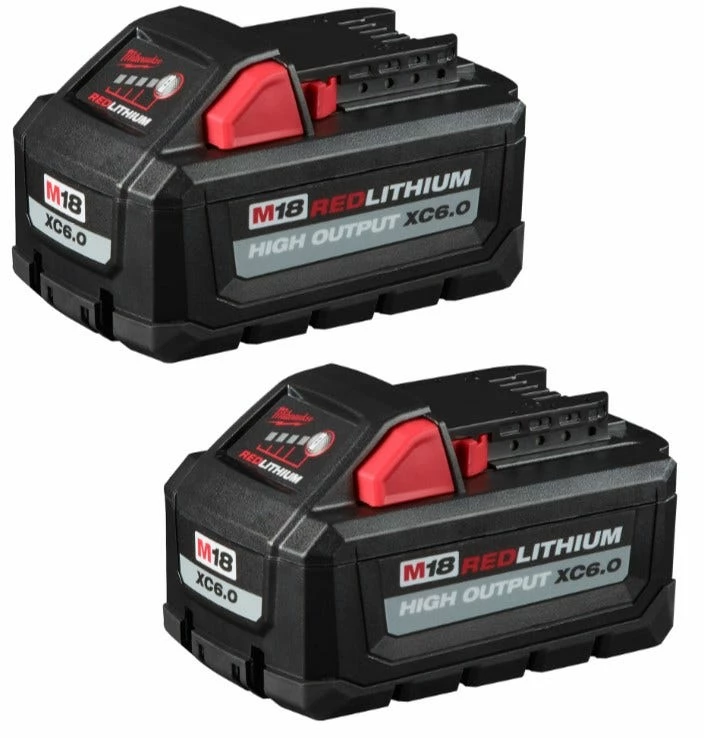 Milwaukee M18 RedLithium High Output XC 6-0Ah Battery Pack, 2 Piece - 48-11-1862 - Batteries & Chargers