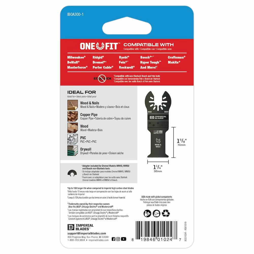 Imperial Blades One Fit 1-1/4" Standard Wood and Nails Blade, 1 Piece - 98443013 - Blades & Knives - Image 3