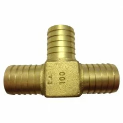 Water Source 1" Barbed x 1" Barbed x 1" Barbed Brass Hydrant Tee, No Lead - HTB100NL - Brass Fittings