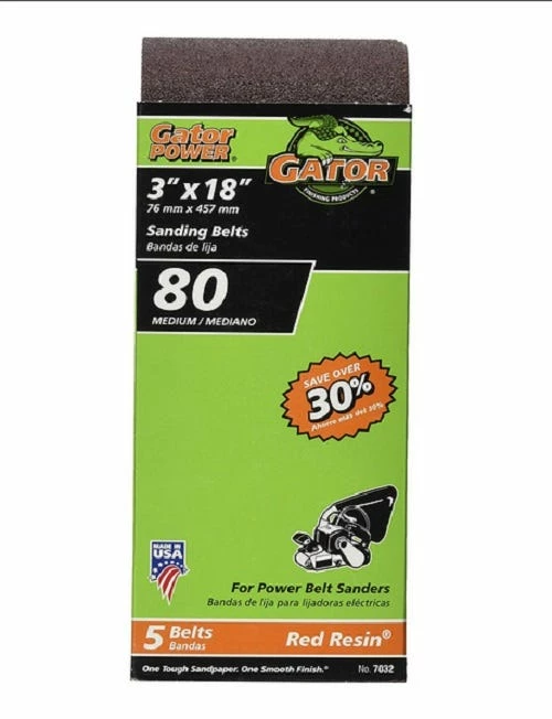 Gator Ali Industries 3 Inch x 18 Inch 80 Grit Sand Belt - 7032 - Sandpaper