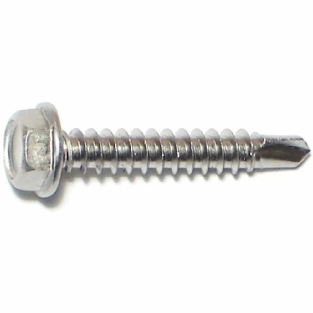 Midwest Fastener #8-18 x 1" 410 Stainless Hex Washer Head Self-Drilling Screws - 24166 - Bolts
