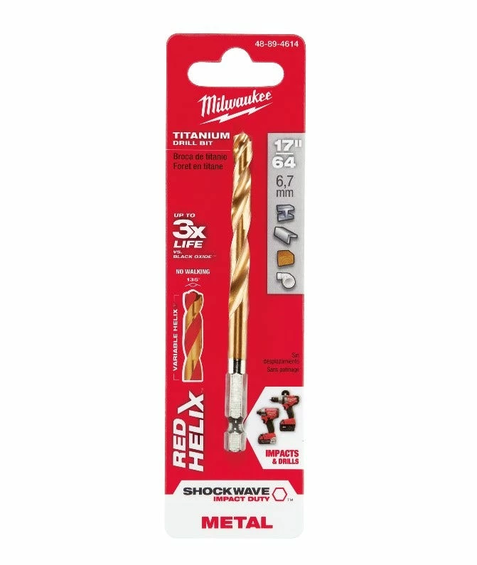 Milwaukee Shockwave 17/64" Titanium Drill Bit - 48-89-4614 - Drill Bits