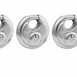 Master Lock 2-3/4" (70mm) Wide Stainless Steel Shrouded Padlock, 3 Pack - 40TRI - Padlocks