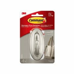Command™ Traditional Hook Large Brushed Nickel 17053BN - Miscellaneous Hardware