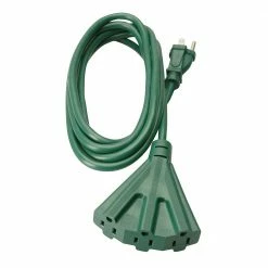 Woods 8 Foot Outdoor Extension Cord with 3-Outlets Green 2466 - Extension Cords & Power Strips