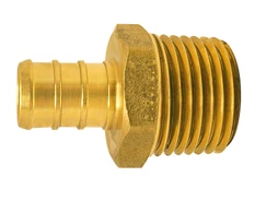 Apollo 1/2 Inch Brass PEX Barb x 1/2 Inch Male Pipe Thread Adapter - APXMA1212 - Bathroom