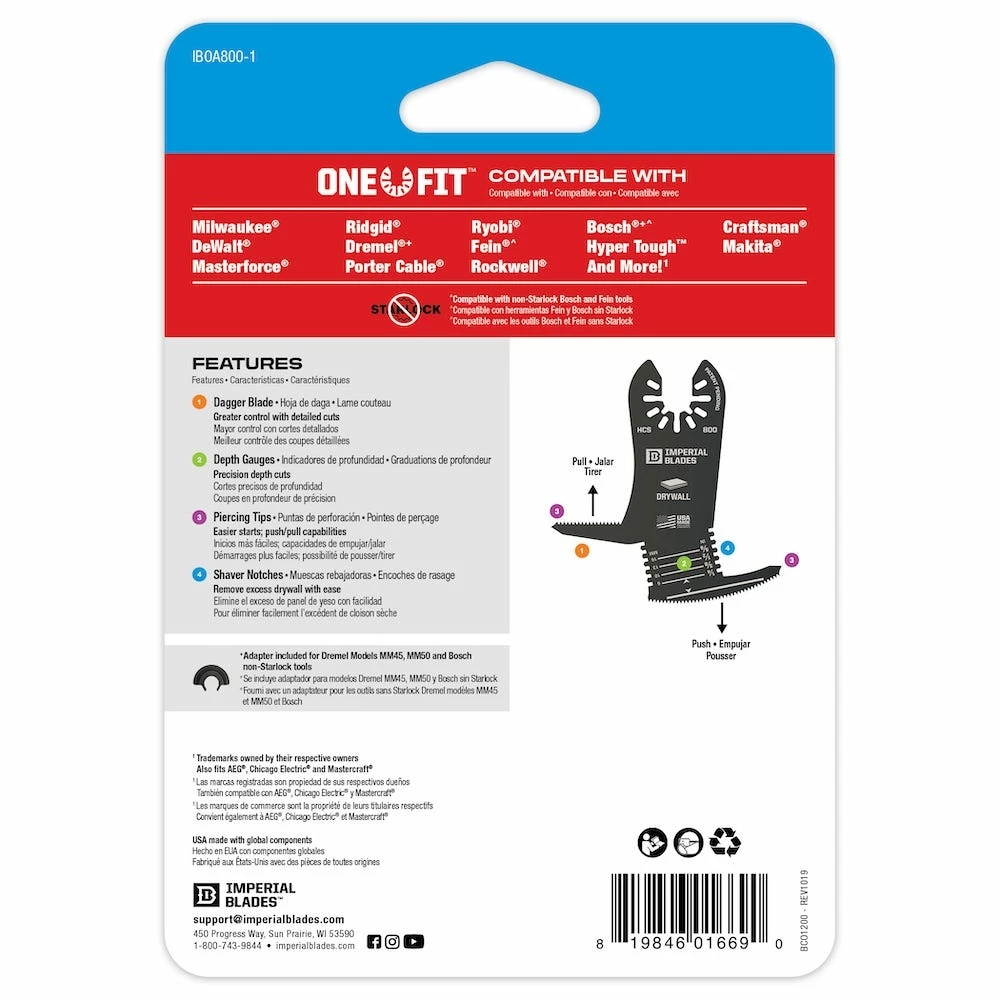 Imperial Blades One Fit 4-IN-1 Features Drywall Blade, 1 Piece - 98443028 - Blades & Knives - Image 3